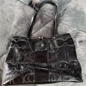Coach Glossy Black Shoulder Bag